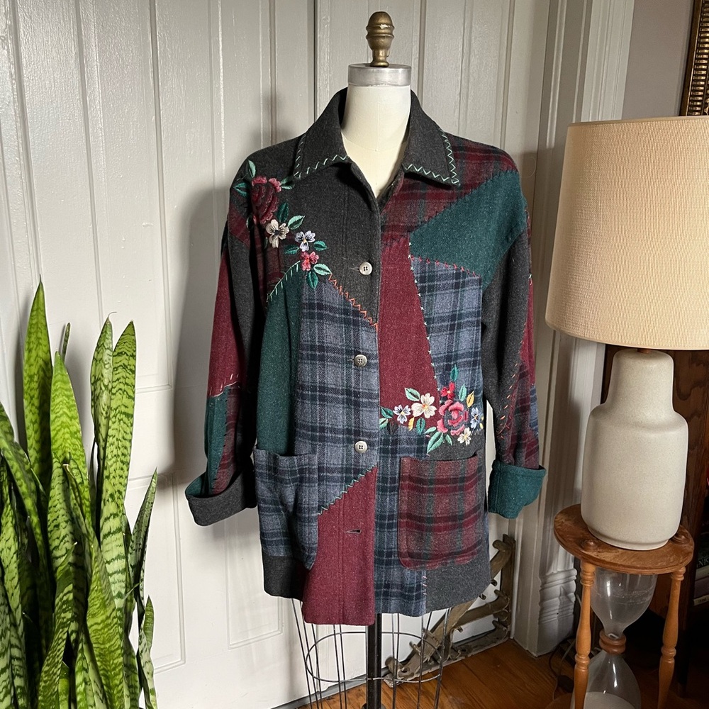 Women's Multicolor Patchwork Jacket With Floral E… - image 1